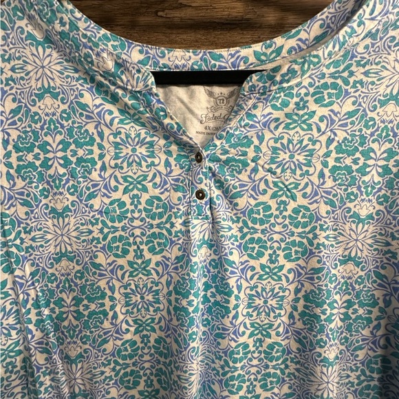 Faded Glory Blue Boxy Blouse Relaxed Fit - Picture 5 of 7